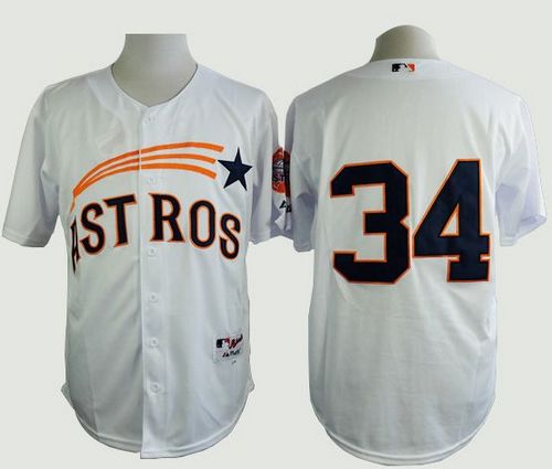 Astros #34 Nolan Ryan White 1965 Turn Back The Clock Stitched Baseball Jersey