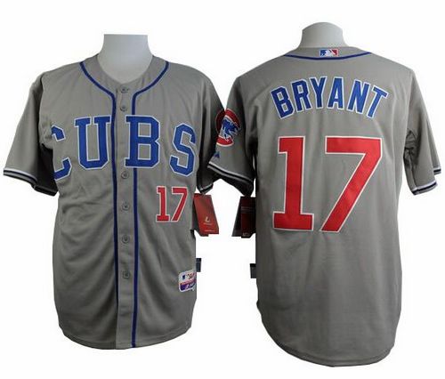 Cubs #17 Kris Bryant Grey Alternate Road Cool Base Stitched Baseball Jersey