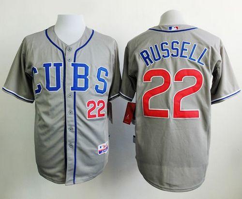 Cubs #22 Addison Russell Grey Alternate Road Cool Base Stitched Baseball Jersey