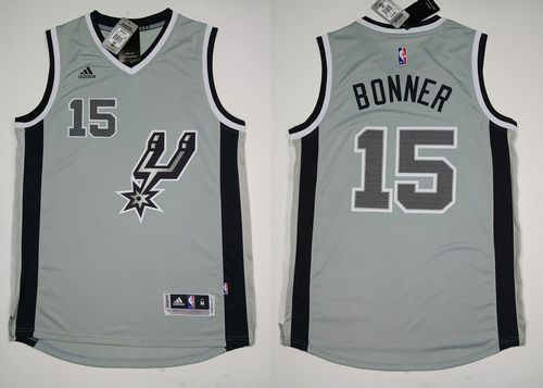 Spurs #15 Matt Bonner Grey Alternate Stitched NBA Jersey