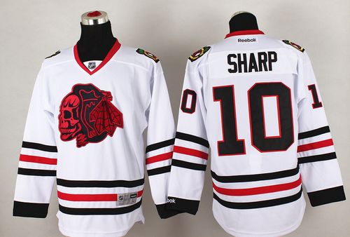 Blackhawks #10 Patrick Sharp White(Red Skull) Stitched NHL Jersey Blackhawks #10 Patrick Sharp White(Red Skull) Stitched NHL Jersey