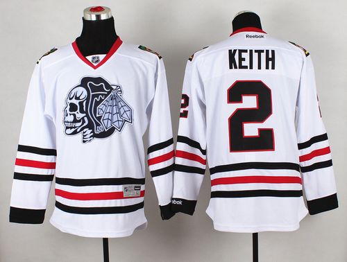 Blackhawks #2 Duncan Keith White(White Skull) Stitched NHL Jersey Blackhawks #2 Duncan Keith White(White Skull) Stitched NHL Jersey