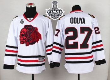Blackhawks #27 Johnny Oduya White(Red Skull) 2015 Stanley Cup Stitched NHL Jersey