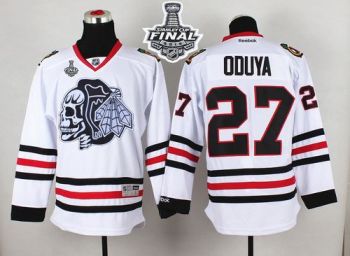 Blackhawks #27 Johnny Oduya White(White Skull) 2015 Stanley Cup Stitched NHL Jersey