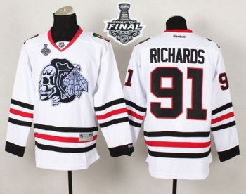 Blackhawks #91 Brad Richards White(White Skull) 2015 Stanley Cup Stitched NHL Jersey