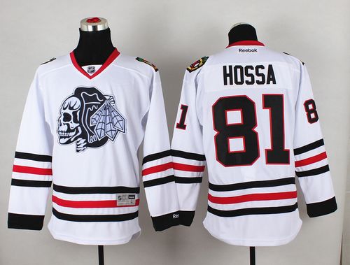 Blackhawks #81 Marian Hossa White(White Skull) Stitched NHL Jersey Blackhawks #81 Marian Hossa White(White Skull) Stitched NHL Jersey