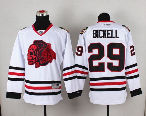 Blackhawks #29 Bryan Bickell White(Red Skull) Stitched NHL Jersey Blackhawks #29 Bryan Bickell White(Red Skull) Stitched NHL Jersey