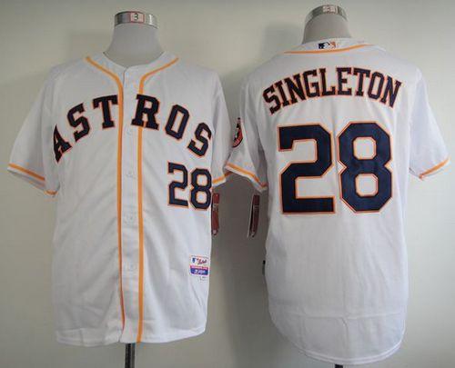 Astros #28 Jon Singleton White Home Cool Base Stitched Baseball Jersey