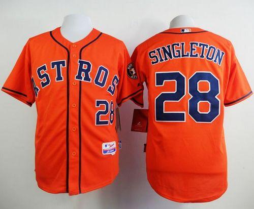 Astros #28 Jon Singleton Orange Cool Base Stitched Baseball Jersey