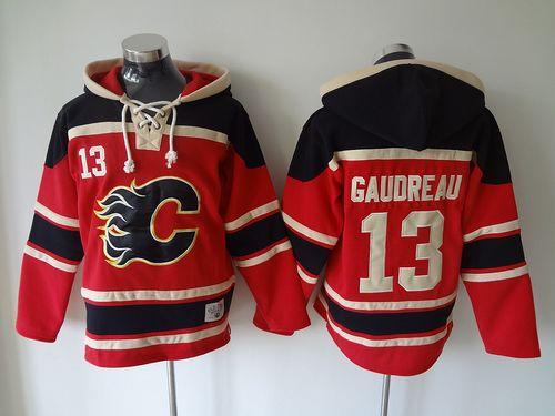 Flames #13 Johnny Gaudreau Red Sawyer Hooded Sweatshirt Stitched NHL Jersey Flames #13 Johnny Gaudreau Red Sawyer Hooded Sweatshirt Stitched NHL Jersey