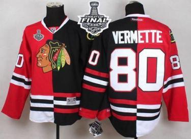 Blackhawks #80 Antoine Vermette Red Black Split 2015 Stanley Cup Stitched NHL Jersey