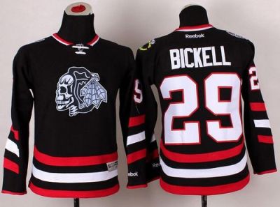 Youth Blackhawks #29 Bryan Bickell Black(White Skull) 2014 Stadium Series Stitched NHL Jersey