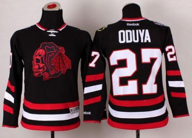 Youth Blackhawks #27 Johnny Oduya Black(Red Skull) 2014 Stadium Series Stitched NHL Jersey