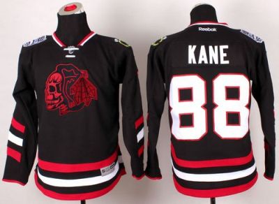 Youth Blackhawks #88 Patrick Kane Black(Red Skull) 2014 Stadium Series Stitched NHL Jersey