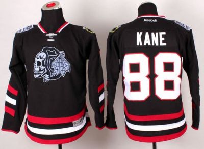 Youth Blackhawks #88 Patrick Kane Black(White Skull) 2014 Stadium Series Stitched NHL Jersey