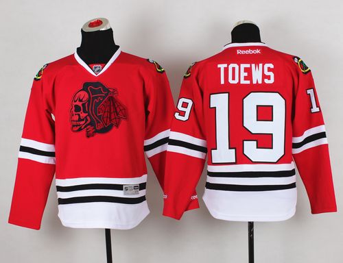 Youth Blackhawks #19 Jonathan Toews Red(Red Skull) Stitched NHL Jersey