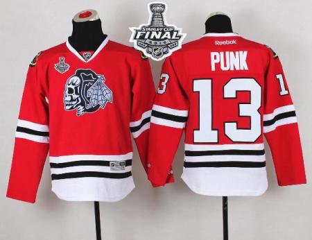 Youth Blackhawks #13 Punk Red(White Skull) 2015 Stanley Cup Stitched NHL Jersey