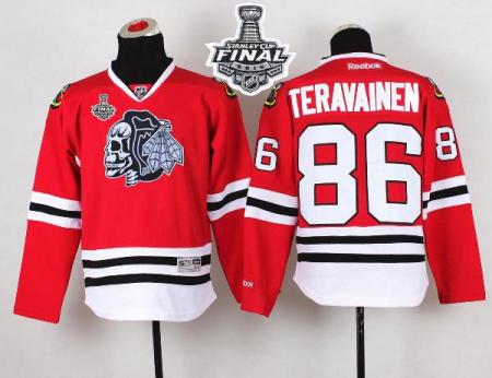 Youth Blackhawks #86 Teuvo Teravainen Red(White Skull) 2015 Stanley Cup Stitched NHL Jersey