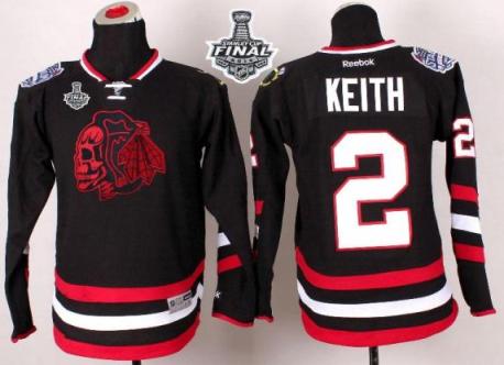 Youth Blackhawks #2 Duncan Keith Black(Red Skull) 2014 Stadium Series 2015 Stanley Cup Stitched NHL Jersey