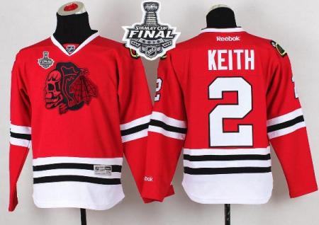 Youth Blackhawks #2 Duncan Keith Red(Red Skull) 2015 Stanley Cup Stitched NHL Jersey