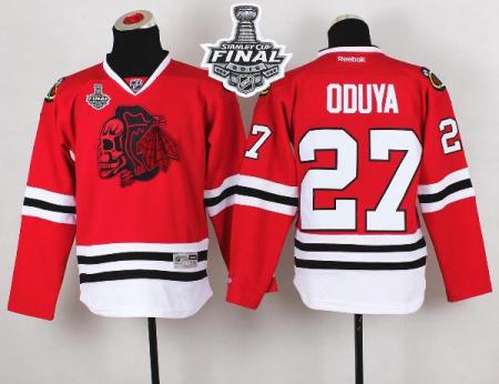 Youth Blackhawks #27 Johnny Oduya Red(Red Skull) 2015 Stanley Cup Stitched NHL Jersey