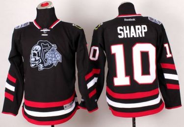 Youth Blackhawks #10 Patrick Sharp Black(White Skull) 2014 Stadium Series Stitched NHL Jersey