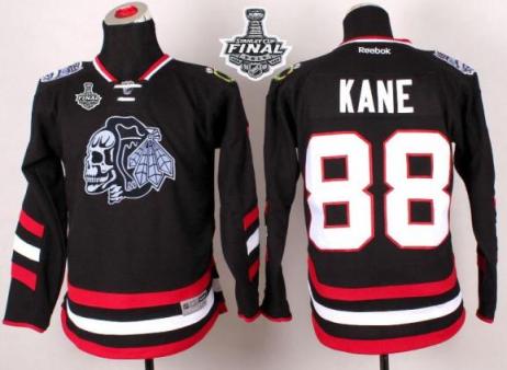 Youth Blackhawks #88 Patrick Kane Black(White Skull) 2014 Stadium Series 2015 Stanley Cup Stitched NHL Jersey