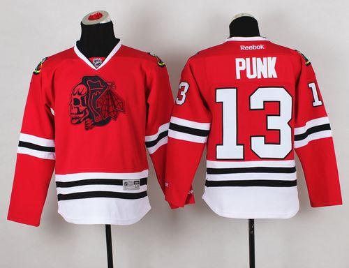 Youth Blackhawks #13 Punk Red(Red Skull) Stitched NHL Jersey