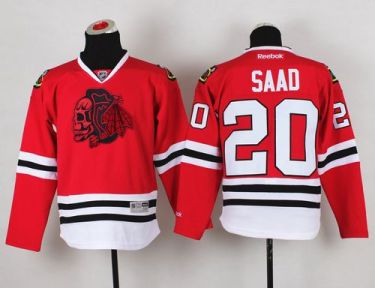 Youth Blackhawks #20 Brandon Saad Red(Red Skull) Stitched NHL Jersey
