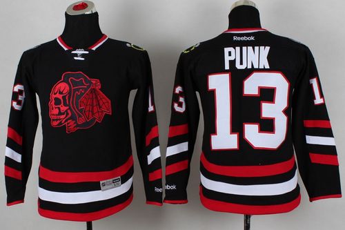Youth Blackhawks #13 Punk Black(Red Skull) 2014 Stadium Series Stitched NHL Jersey