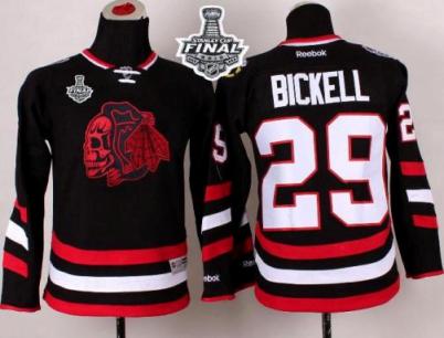 Youth Blackhawks #29 Bryan Bickell Black(Red Skull) 2014 Stadium Series 2015 Stanley Cup Stitched NHL Jersey