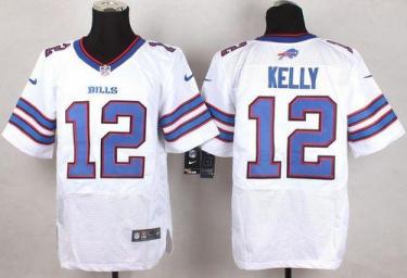 Nike Bills #12 Jim Kelly White Men's Stitched NFL New Elite Jersey