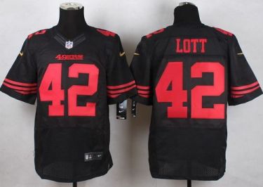 Nike 49ers #42 Ronnie Lott Black Alternate Men's Stitched NFL Elite Jersey