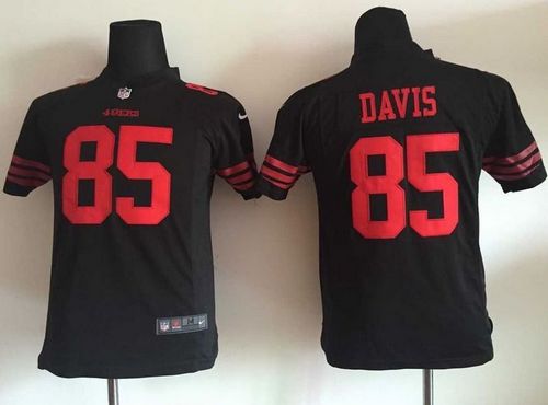 Youth Nike 49ers #85 Vernon Davis Black Alternate Stitched NFL Elite Jersey
