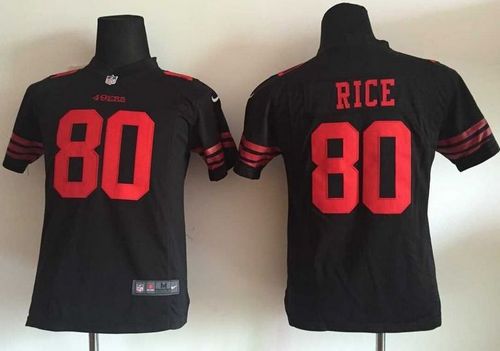 Youth Nike 49ers #80 Jerry Rice Black Alternate Stitched NFL Elite Jersey