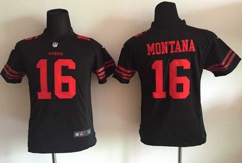 Youth Nike 49ers #16 Joe Montana Black Alternate Stitched NFL Elite Jersey