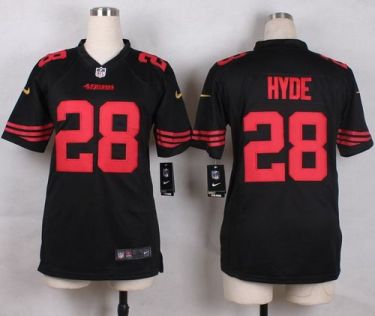 Youth Nike 49ers #28 Carlos Hyde Black Alternate Stitched NFL Elite Jersey