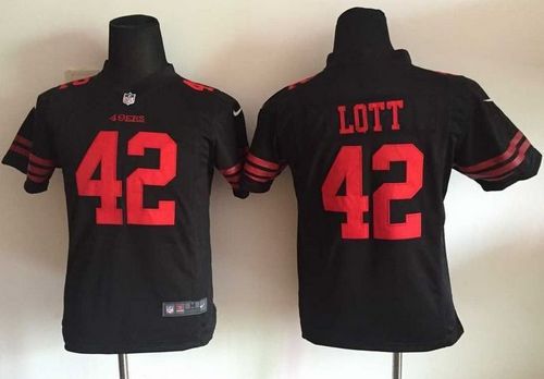 Youth Nike 49ers #42 Ronnie Lott Black Alternate Stitched NFL Elite Jersey