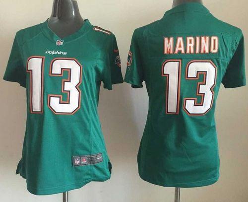Women's Nike Dolphins #13 Dan Marino Aqua Green Team Color Stitched NFL Elite Jersey