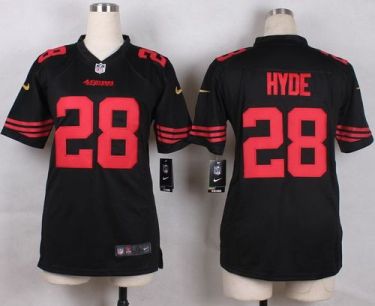 Women's Nike 49ers #28 Carlos Hyde Black Alternate Stitched NFL Elite Jersey