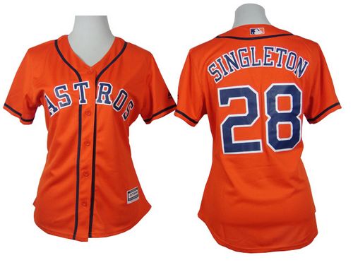 Women's Astros #28 Jon Singleton Orange Alternate Stitched Baseball Jersey