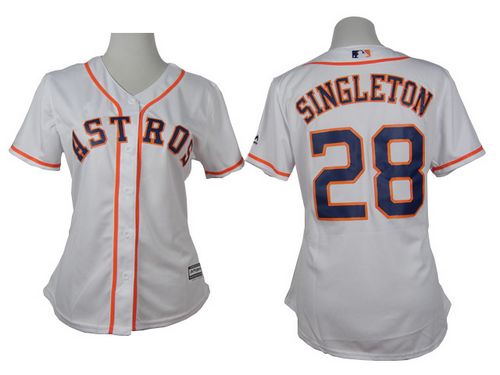Women's Astros #28 Jon Singleton White Home Stitched Baseball Jersey