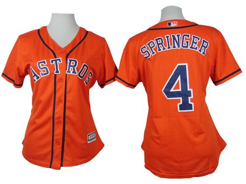 Women's Astros #4 George Springer Orange Alternate Stitched Baseball Jersey