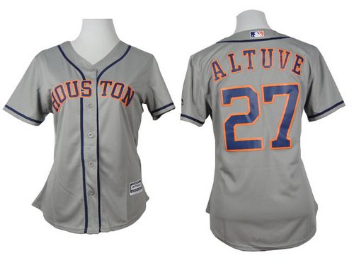 Women's Astros #27 Jose Altuve Grey Road Stitched Baseball Jersey