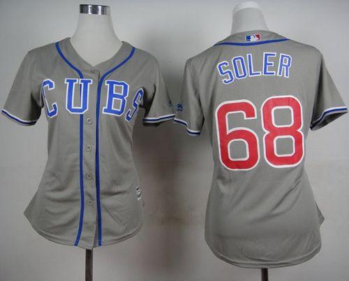 Women's Cubs #68 Jorge Soler Grey Alternate Road Stitched Baseball Jersey