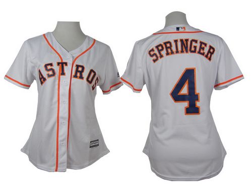 Women's Astros #4 George Springer White Home Stitched Baseball Jersey