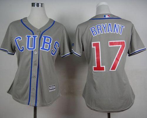 Women's Cubs #17 Kris Bryant Grey Alternate Road Stitched Baseball Jersey