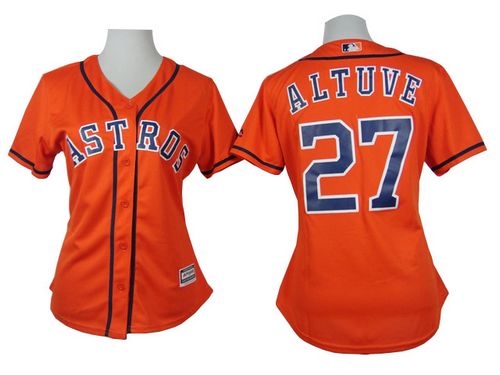 Women's Astros #27 Jose Altuve Orange Alternate Stitched Baseball Jersey