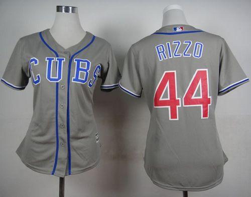 Women's Cubs #44 Anthony Rizzo Grey Alternate Road Stitched Baseball Jersey