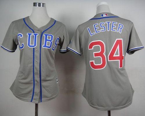 Women's Cubs #34 Jon Lester Grey Alternate Road Stitched Baseball Jersey